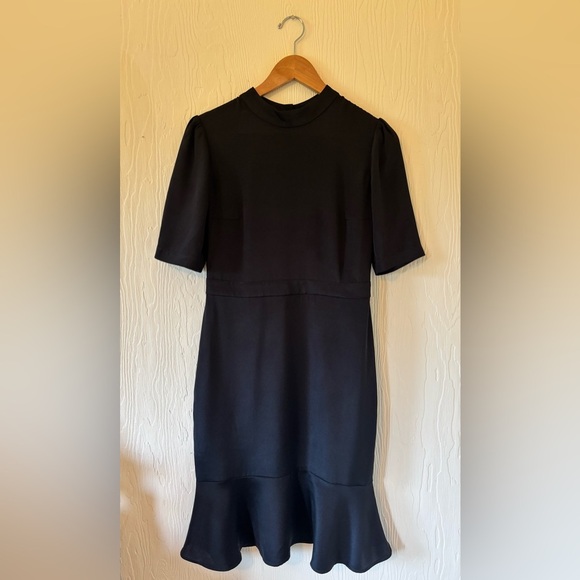 GAALA PARIS Alexane Black 100% Silk High Mock Neck MIDI Ruffle Evening Dress - Picture 13 of 17